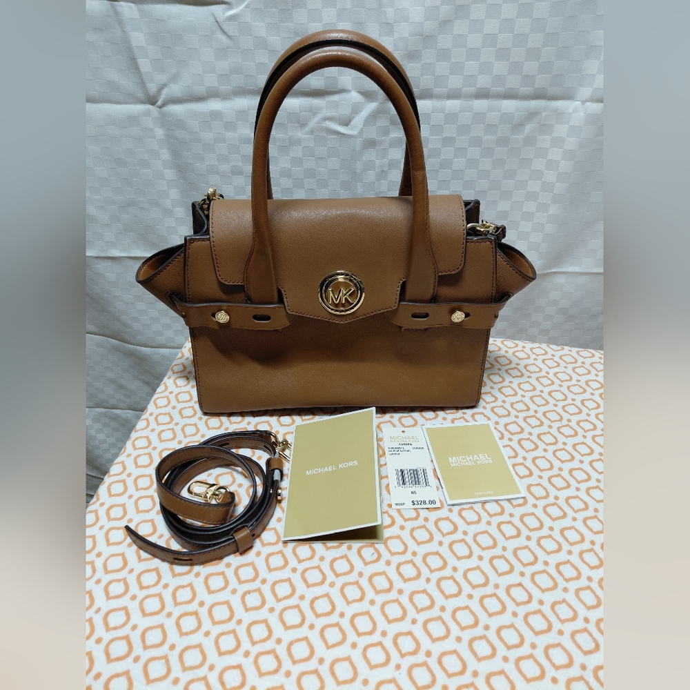 lMichael Kors Carmen Leather Flap Satchel Bag  Excellent Condition